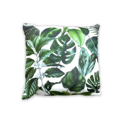 COJIN DECORATIVO ESTAMPADO FONDO BLANCO HOJAS SURTIDAS 43X43CM | 6 UNID1