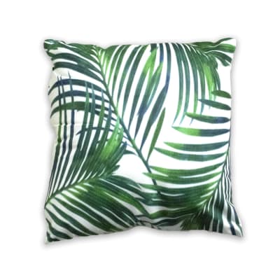 COJIN DECORATIVO ESTAMPADO FONDO BLANCO HOJAS 43X43CM | 6 UNID1