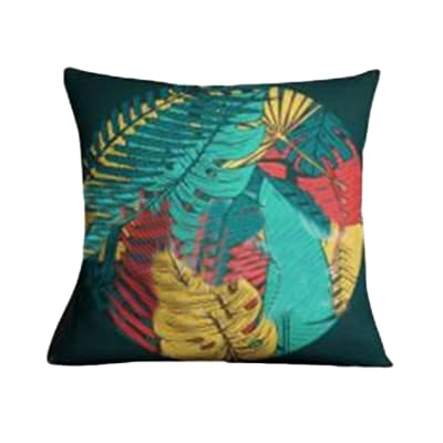 COJIN DECORATIVO ESTAMPADO HOJAS VARIOS COLORES 43X43CM | 6 UNID1