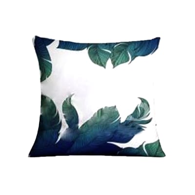 COJIN DECORATIVO ESTAMPADO BLANCO HOJAS AZULES 43X43CM | 6 UNID1