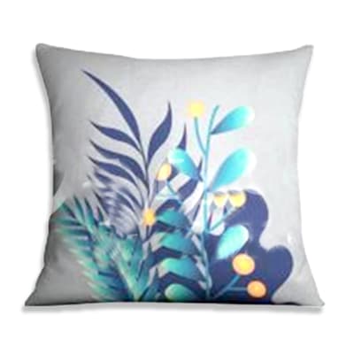 COJIN DECORATIVO ESTAMPADO GRIS HOJA AZUL 43X43CM | 6 UNID1