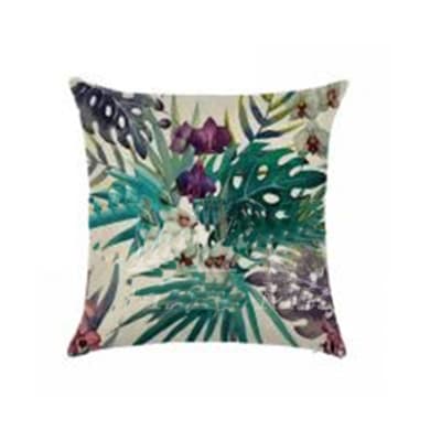 COJIN DECORATIVO ESTAMPADO HOJAS COLORIDAS 43X43CM | 6 UNID1