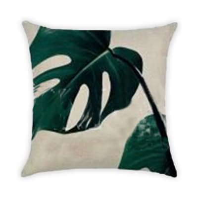 COJIN DECORATIVO ESTAMPADO BEIGE CON HOJA 43X43CM | 6 UNID1