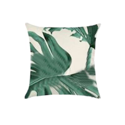 COJIN DECORATIVO ESTAMPADO HOJAS FONDO BLANCO 43X43CM | 6 UNID1