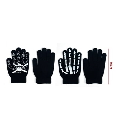 GUANTES DE NIÑO ESTAMPADO GOMA ESQUELETO 16CM | 12 UNID1