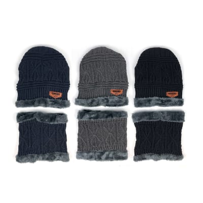 GORRO DE NIÑO CON CUELLO LISO DOBLE CAPA 17X17CM 17X15CM | 12 UNID4