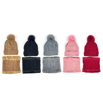 GORRO DE MUJER CON CUELLO COLOR LISO SURTIDO PLUSH | 12 UNID1