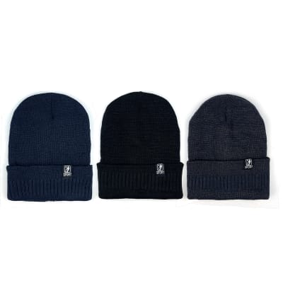 GORRO DE HOMBRE PLUSH DOBLE CAPA GRUESO LISO 21X22CM | 12 UNID1