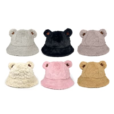 SOMBRERO CON OREJAS OSO COLOR LISO 56-60 | 12 UNID1