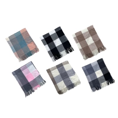 BUFANDA DE ADULTO LANA CUADRILLE/BLANCO 100X100CM | 12 UNID1