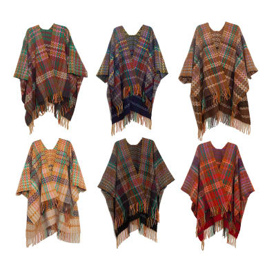 PONCHO DE MUJER ABIERTO DISEÑO LINEAS 125X150CM | 12 UNID1