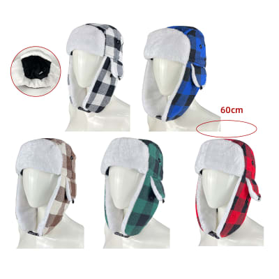 GORRO HOMBRE DISEÑO AVIADOR PLUSH CUADROS 60CM | 12 UNID1
