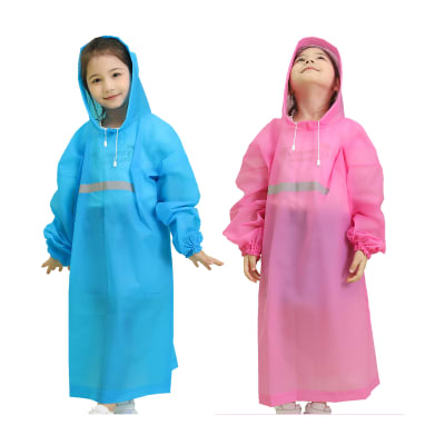 PONCHO IMPERMEABLE INFANTIL UNISEX TIRAS REFLECTANTES PARA 5-10AÑO1