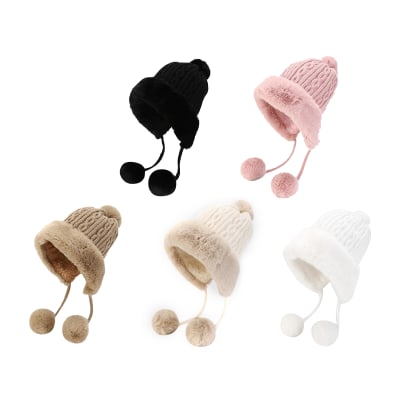 GORRO POMPON COLOR LISO CON AMARRAS 58CM1