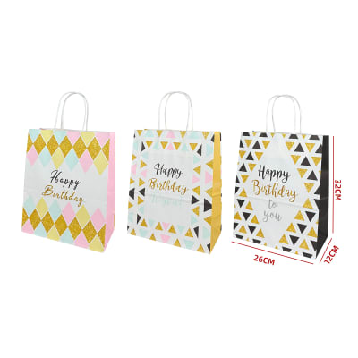 BOLSA DE REGALO DE FELIZ CUMPLEAÑOS KRAFT 32X26X12CM1