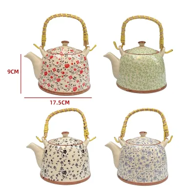 TETERA CERÁMICA ASA ALTA FLORES 17.5×9 CM1