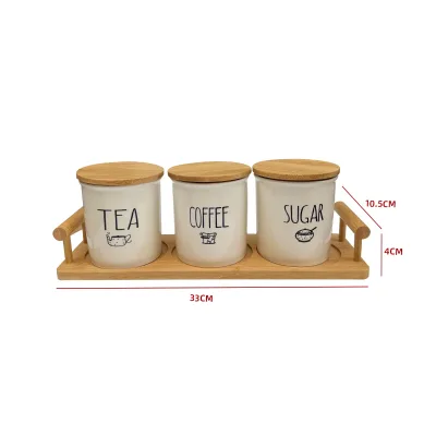 SET FRASCOS CERÁMICA CON BASE 33×10.5×4 CM (FRASCOS 9×9×9.5 CM)1