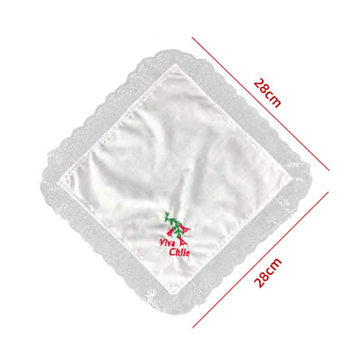 PAÑUELO FIESTAS PATRIAS  VIVA CHILE CON BORDE 28x28CM1