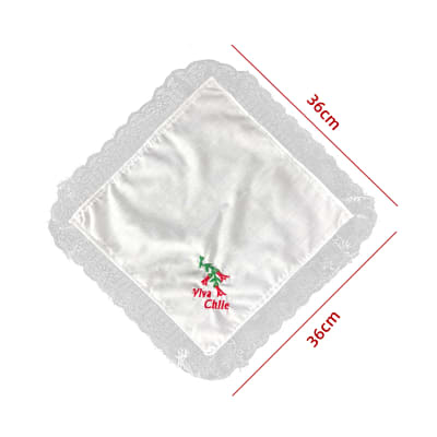 PAÑUELO FIESTAS PATRIAS  VIVA CHILE CON BORDE 36X36CM1