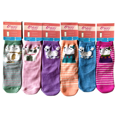 CALCETINES DE NIÑA CORTE MEDIO ESTAMPADO DE ANIMALES TALLA 4 |12 UNID1