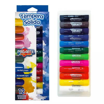 TEMPERA SOLIDA 12 COLORES PROARTE1