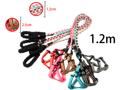 CORREA PARA MASCOTA TEJIDA DISEÑO LINEAS COLORES SURTIDO 1.2M / 1.2CM 2.5CM | 12 UNID1