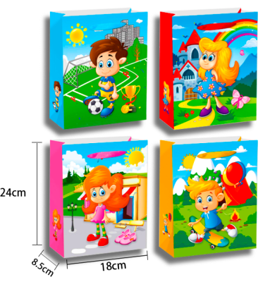 BOLSA DE REGALO COLORES SURTIDO NIÑO/NIÑA 18X24X8.5CM |desde 12 unidades en adelante1