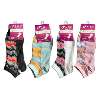 CALCETINES DE MUJER CORTE BAJO CON DISEÑO LINEAS | 12 UNID1