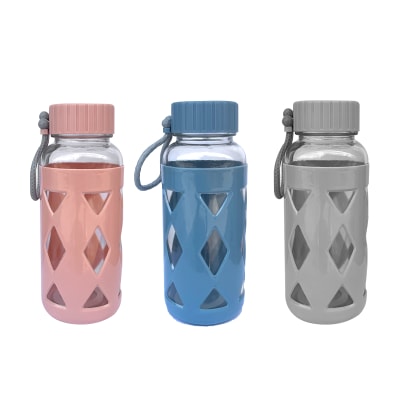 BOTELLA DE VIDRIO DISEÑO ROMBOS 1000ML   | 12 UNID1
