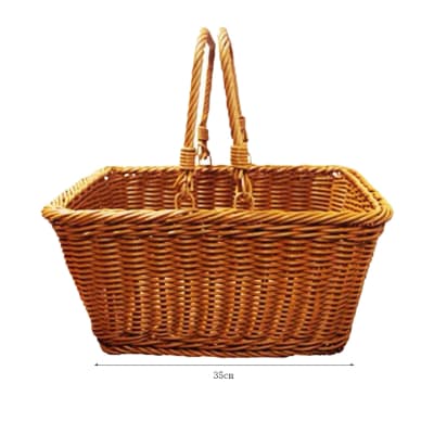 CANASTO DE PLÁSTICO APARIENCIA MIMBRE CON ASAS 35X25X16CM | 6 UNID1