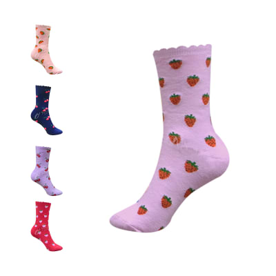 CALCETINES DE MUJER DE TOALLA DISEÑO FRUTAS | 12 UNID1