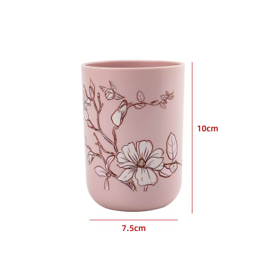 VASO DE BAÑO CILINDRO ESTAMPADO FLOR DE DURAZNO 10X7.5CM | 12 UNID1