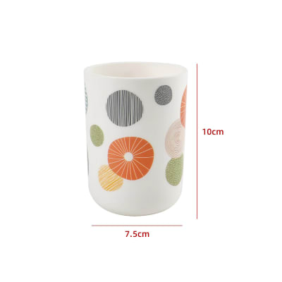 VASO DE BAÑO CILINDRO ESTAMPADO DISEÑOS NARANJA 10X7.5CM | 12 UNID1