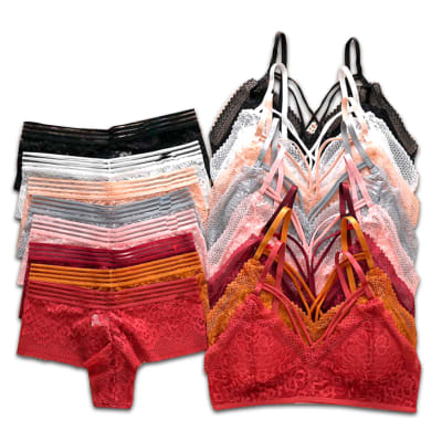 CONJUNTO DE MUJER BRALETTE Y CALZON DE ENCAJE FLORES| 12 UNID1