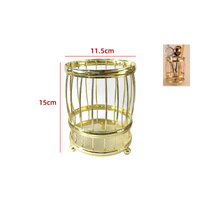 ORGANIZADOR DE CUBIERTOS CILINDRO COLOR DORADO 11.5X11.5X15CM | 12 UNID1