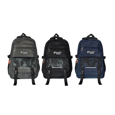 MOCHILA CON BROCHES CAMUFLAJE POLIESTER 46X33X16CM | 12 UNID1