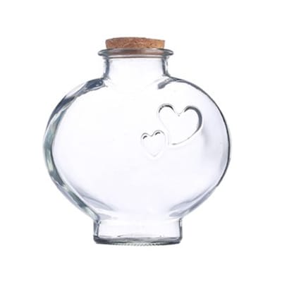 FRASCO VIDRIO CORAZON TAPA CORCHO 550ML   | 48 UNID1