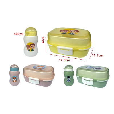 ENVASE LONCHERA CON BOTELLA 2 NIVELES 8X17.8X11.5CM | 6 UNID1