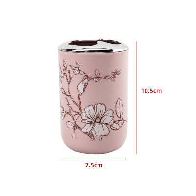 PORTA CEPILLO DE DIENTES PLASTICO FLOR DE DURAZNO 10.5CM | 12 UNID1