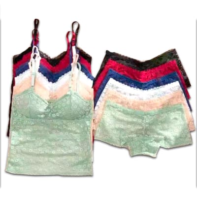 CONJUNTO DE MUJER BRALETTE DISEÑO EN EL ESCOTE Y CALZON DE ENCAJE | 12 UNID1