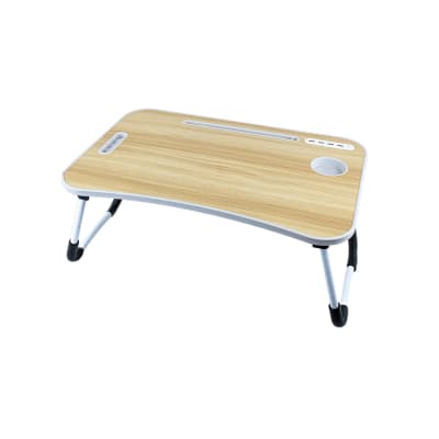 MESA ESCRITORIO PORTATIL CON SOPORTE PLEGABLE LISO COLOR CAFÉ OSCURO1