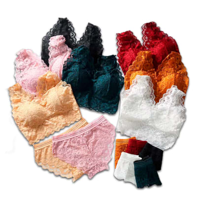 CONJUNTO DE MUJER BRALETTE CORTE BAJO Y CALZON ENCAJE CON DISEÑO| 12 UNID1