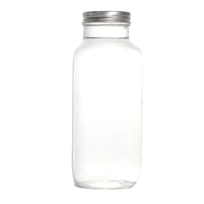 BOTELLA VIDRIO CUADRADA CON TAPA ALUMINIO 500ML  | 12 UNID1