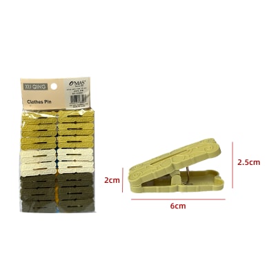PINZAS PLASTICA PARA ROPA 2X2.5X6CM 16PCS | 24 UNID1