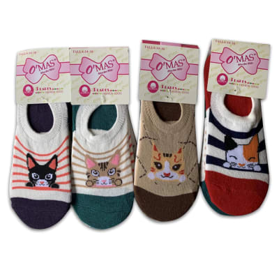 CALCETINES DE MUJER CORTE INVISBLE DISEÑO GATO | 12 UNID1