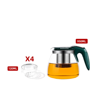 TETERA DE VIDRIO CON INFUSOR Y VASOS 950ML   120ML | 12 UNID1