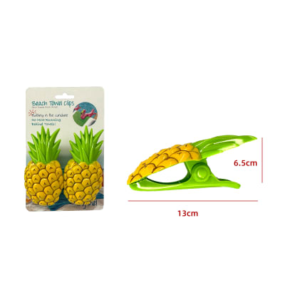 PINZAS PLASTICAS PARA TOALLAS DE PLAYA DISEÑO PIÑA | 12 UNID1