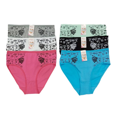 CALZON DE MUJER COLOR LISO COSTURA CON DISEÑO DE FLOR | 12 UNID1