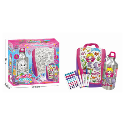 LONCHERA CON BOTELLA PARA COLOREAR 2 EN 1 | 6 UNID1