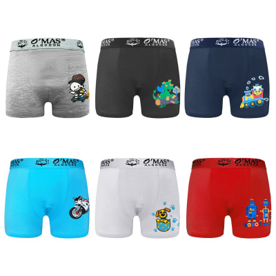 BOXERS DE ALGODÓN PARA NIÑOS LISO ESTAMPADO TALLAS 4-6/ 6-8/ 8-10 | 12 UN1